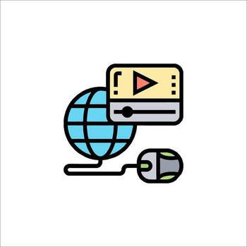 Online Streaming Globe Mouse Icon. Internet Concept, player vector