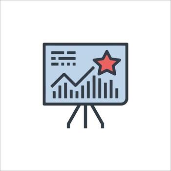Performance Chart with Star Icon Success Growth Presentation, bar graph vector