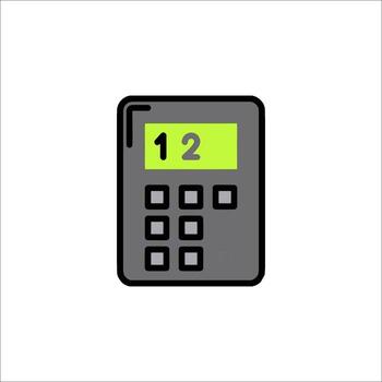 Calculator Icon Simple Digital Display with Number 12, keypad vector