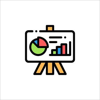 Presentation Board with Charts and Graphs Icon, infographic vector