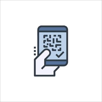 QR Code Scan on Smartphone Mobile Payment Digital Technology, secure transaction vector