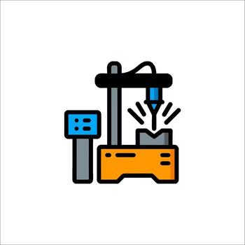 Laser Cutting Machine Icon CNC Manufacturing Automation, engineering vector