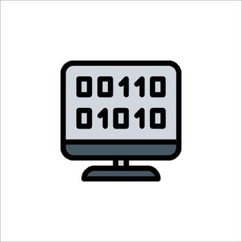 binario código en computadora monitor datos programación él, digital vector