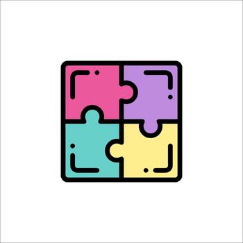Puzzle Pieces Icon Teamwork Solution Connection Concept vector
