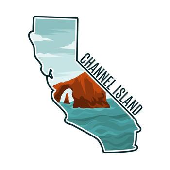 California Outline Map with Channel Island Background Perfect for Print, Apparel, etc vector
