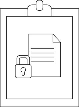 Secure document on clipboard a paper with text lines a padlock and clip vector