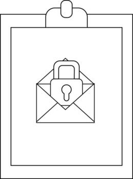un portapapeles muestra un gráfico de un abierto sobre asegurado por un candado vector