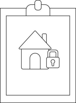 A document holds a house with a padlock symbolizing secured property vector