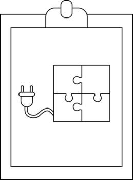 Clipboard with puzzle plug and cord displayed on its surface vector