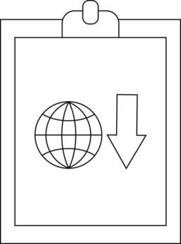un portapapeles muestra un globo con un flecha señalando abajo indicando descargando o global accesibilidad vector
