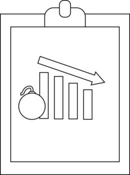 portapapeles gráfico descendente grafico flecha señalando abajo bomba símbolo vector