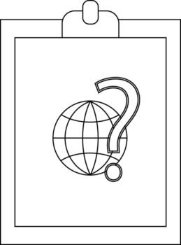 portapapeles con un globo y pregunta marca en negro contorno en blanco antecedentes vector