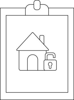 Clipboard with a house and an open padlock in the middle of the page vector