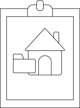 portapapeles con casa carpeta icono lineal dibujo en un negro contorno vector