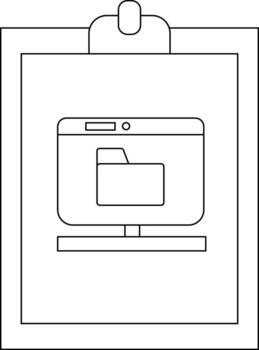 A computer showing a folder is clipped to a clipboard vector