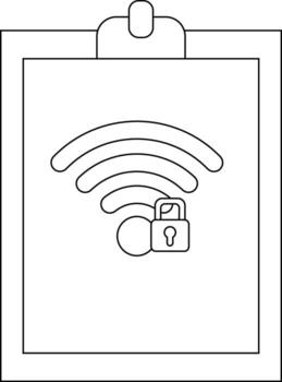 un seguro Wifi símbolo es desplegado en un portapapeles con un pestillo vector