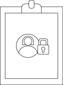 Clipboard with a user icon and a padlock symbolizing secure user data or access management vector