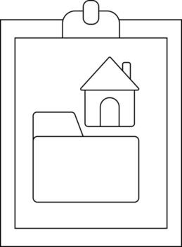 Clipboard with a house icon above a file folder icon vector
