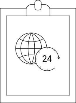 un portapapeles con un globo y 24 horas reloj en eso vector