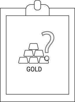 A clipboard displays GOLD under gold bar graphics with a question mark vector