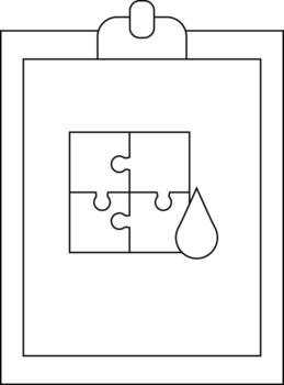 A clipboard displays a fourpiece jigsaw puzzle with a teardrop shape beside it vector