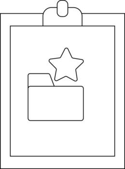 A clipboard shows a document folder with a star icon floating above it vector