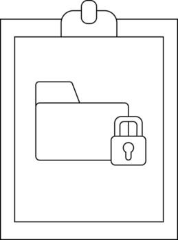 portapapeles con un carpeta candado simbolizando datos seguridad vector