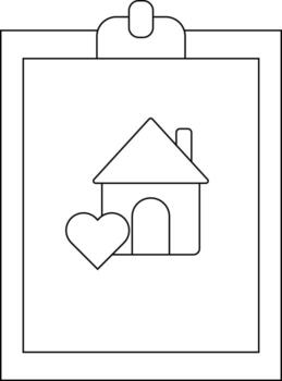 A house with a chimney and heart symbol displayed on a clipboard with a holder on top vector