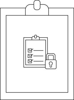 A clipboard with a checklist and a padlock representing security and task management vector