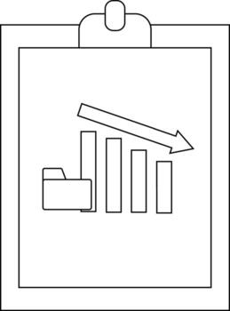 Clipboard with a graph showing a downward trend and a folder next to it vector