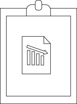 A clipboard with a declining bar graph diagram on a document vector