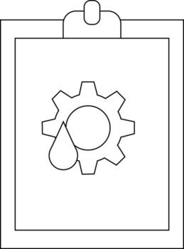 portapapeles con un engranaje y un lágrima forma vector