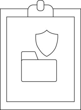 un portapapeles muestra un carpeta abajo un proteger todas en sencillo contorno formato vector