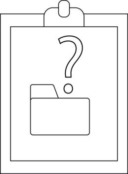 Clipboard with a question mark above a folder simple line art vector