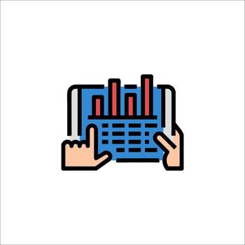 Data Analysis on Tablet Business Chart and Graph Icon, technology vector