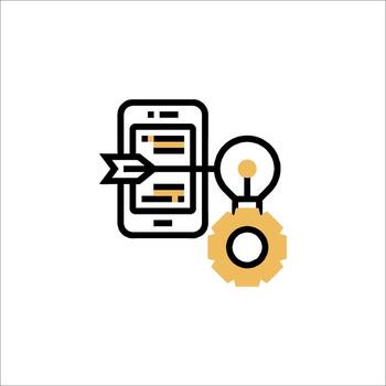 Mobile App Idea Generation Smartphone Lightbulb Gear Icon, development vector