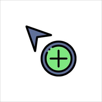 Add Icon Cursor Clicking Plus Button New Item Concept, pointer vector