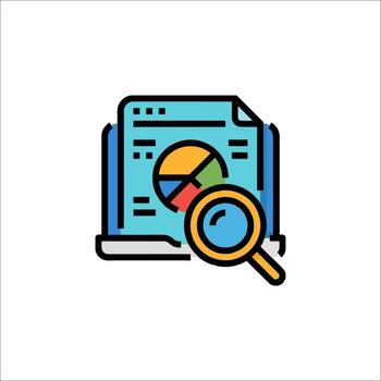 Data Analysis Icon Report Chart and Magnifying Glass, business intelligence vector