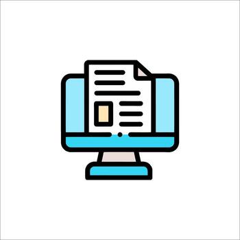 Online Document Icon Computer Screen Displaying File, digital vector