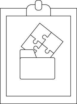 un portapapeles muestra un archivo carpeta con dos rompecabezas piezas viniendo fuera de eso vector