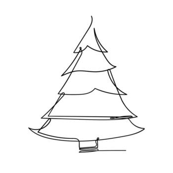 a drawing of a christmas tree with a single line vector