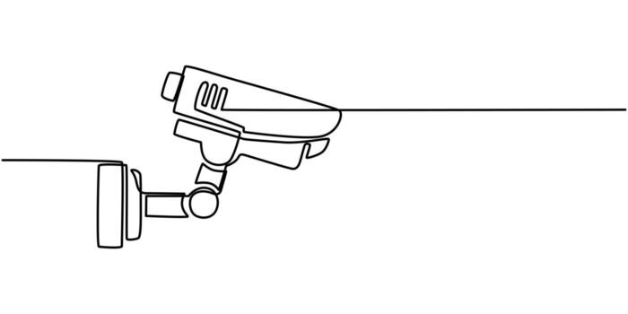 Abstract surveillance camera,baby monitor, continuous single one line art hand drawing sketch logo vector