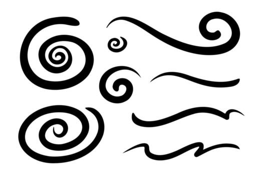 Abstract spiral and swirl line collection in bold black artistic design vector