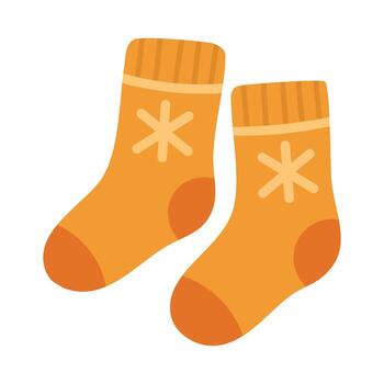 naranja calentar calcetines con sencillo modelo en suave plano invierno estilo en blanco antecedentes. vector