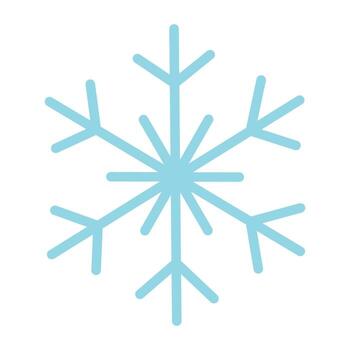 Simple light blue snowflake in soft flat style on white background. vector