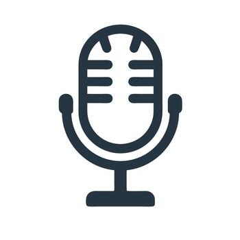 clásico micrófono icono en un minimalista estilo, ideal para representando audio grabación, radiodifusión, voz comunicación, podcasts, y digital medios de comunicación contenido creación vector