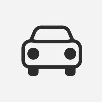 Minimalist car icon, front view, in clean line art style. Ideal for web, app, and digital design projects illustrating transportation, automotive, and travel vector