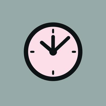 moderno reloj icono presentando un crujiente rosado marcar y fuerte negro contornos, ideal para ilustrando tiempo, planificación, y puntualidad en digital y impresión medios de comunicación vector