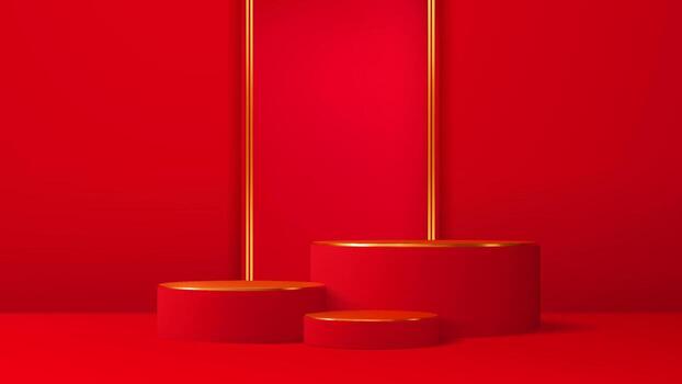 Red podiums with gold accents vector