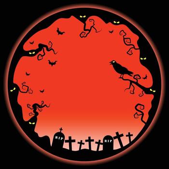 A Forest With Haunted Dead Tree Branches And A Creepy Graveyard On A Full Moon Night vector